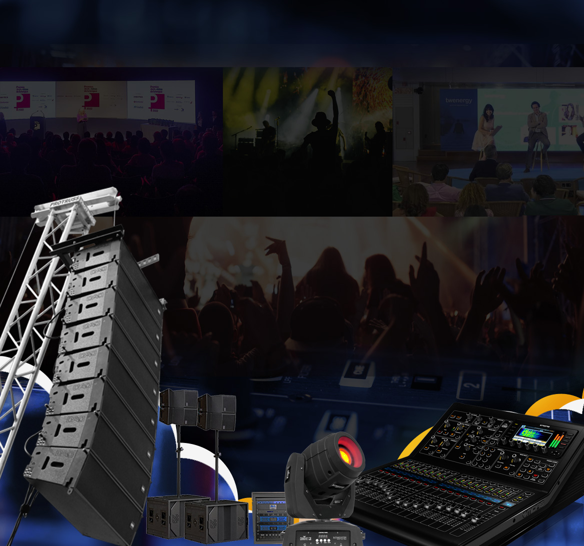 Venta y alquiler de equipos profesionales para eventos AudioVisuales. Sonido, Iluminación y Pantallas Led
